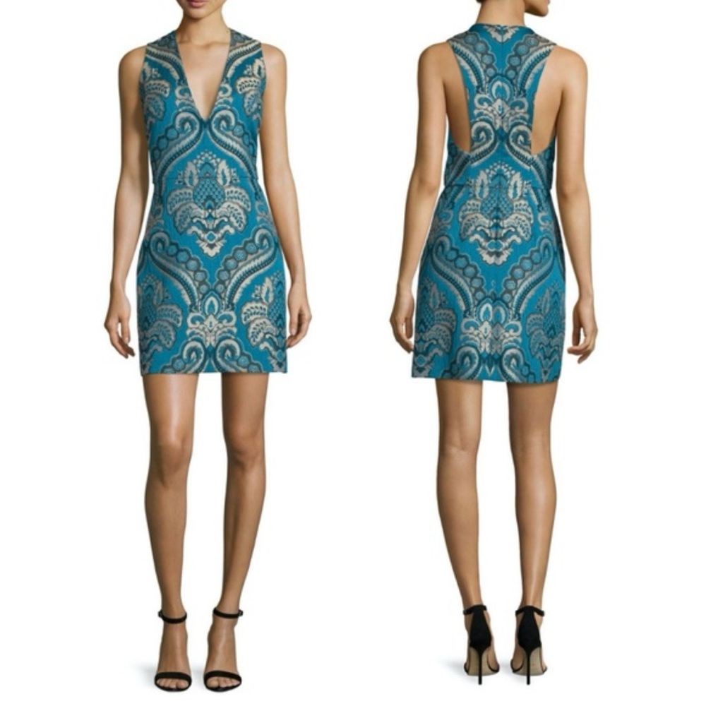 Elegant Blue Patterned Women's Dress Alice + Olivia Size XS